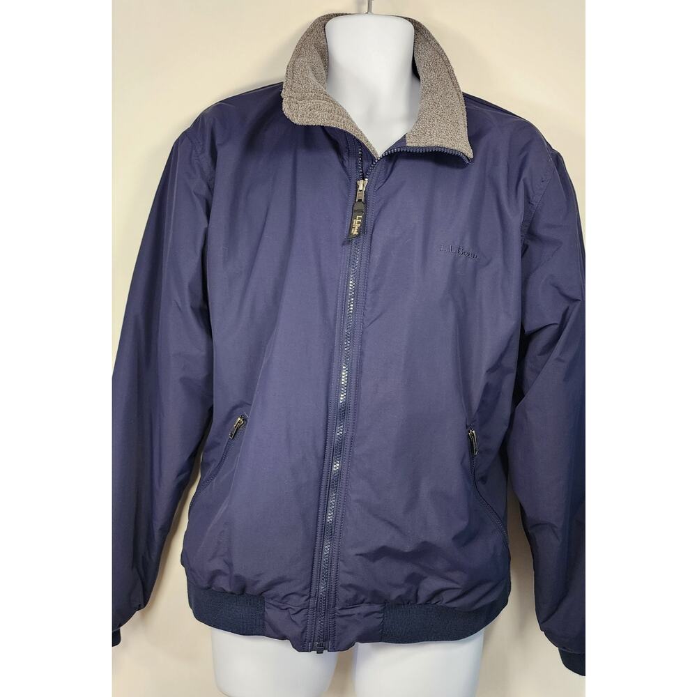 L.L.Bean Sherpa Lined Full Zip Jacket Navy Blue‎ Men's Large